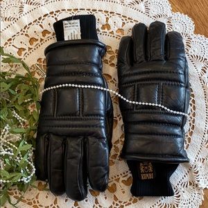 Black Leather Kombi Insulated Gloves size M